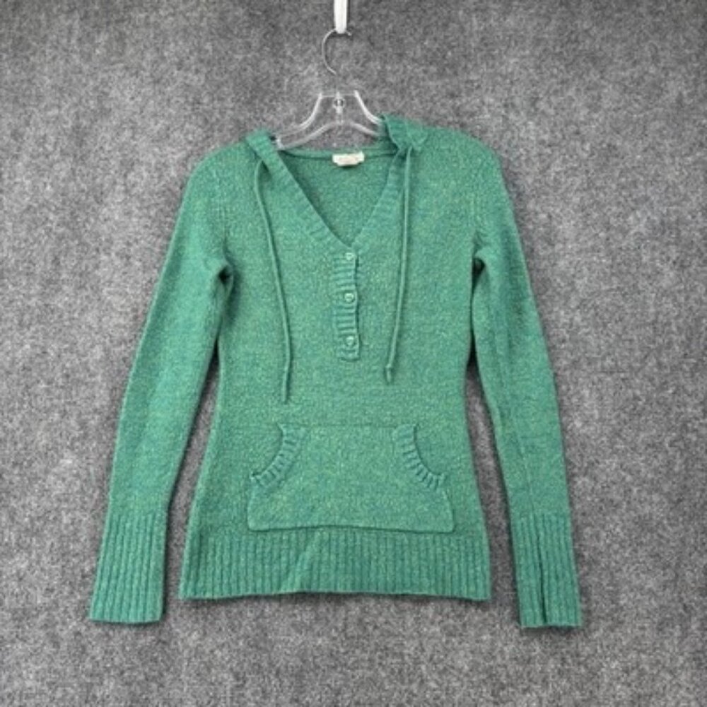 Love Rocks Y2K Green Hooded Sweater Women’s Small Casual